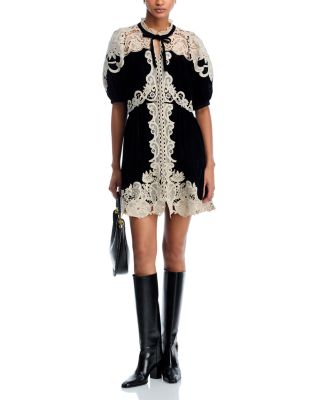 Medina Velvet & Lace Mini Dress