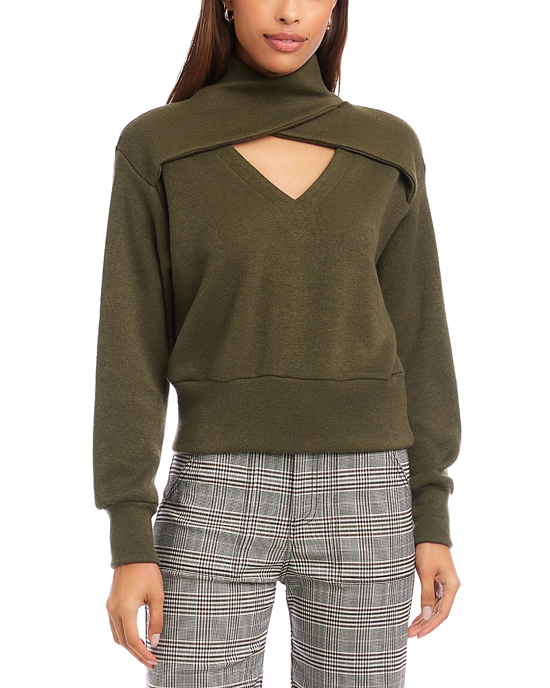 Fifteen Twenty Caly Crossover Cutout Sweatshirt In Green