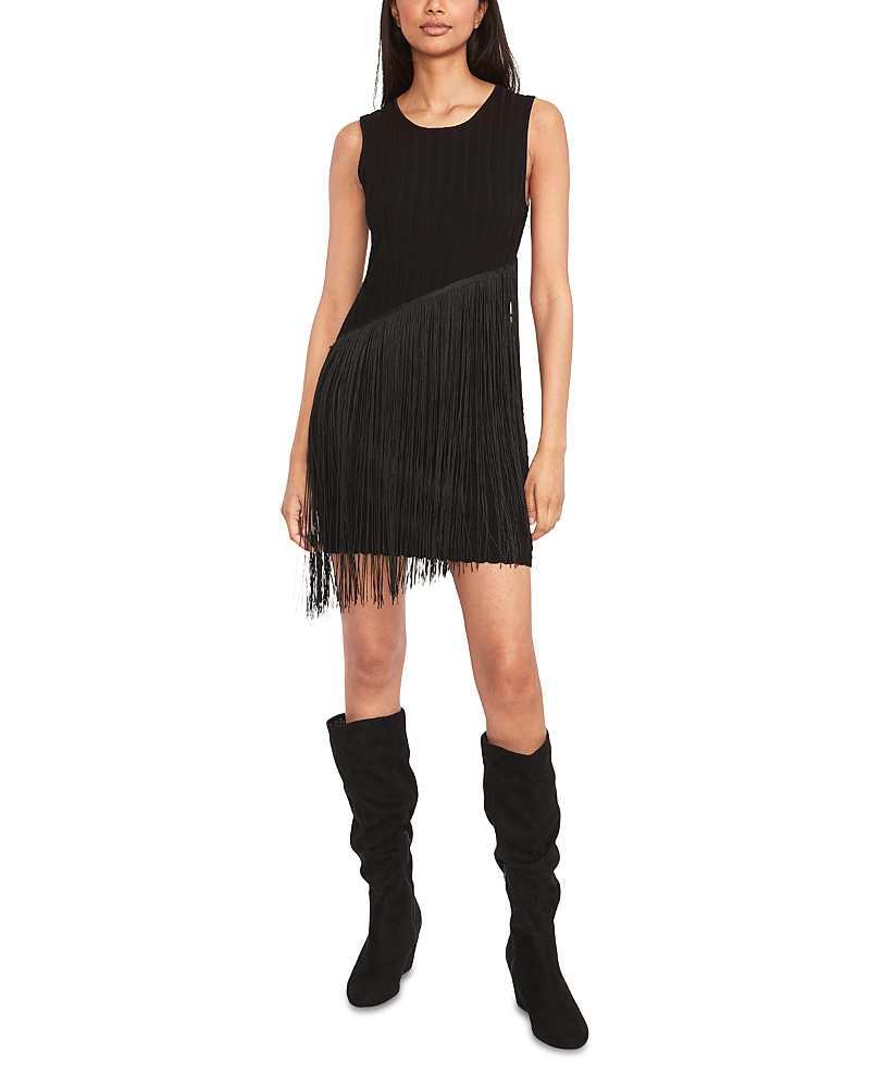 The Good Journey Fringe Trim Mini Dress In Black
