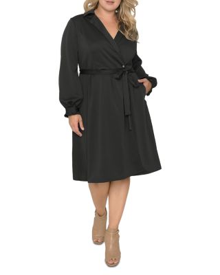 Lapel Collar Crepe Wrap Dress