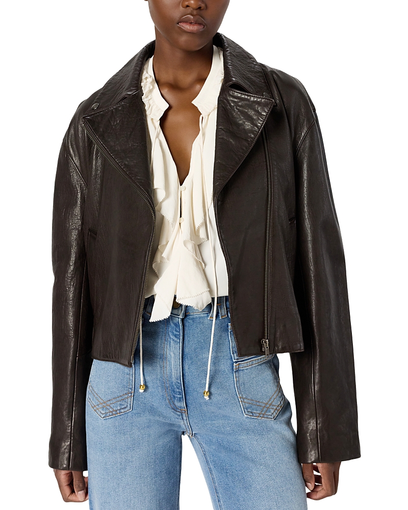 Gerard Darel Nina Leather Jacket In Black