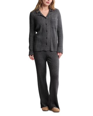 CozyChic Ultra Lite Lurex Rib Button Front Shirt & Wide Leg Pant 