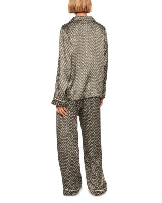 Inez Printed Washable Silk Long Pajama Set
