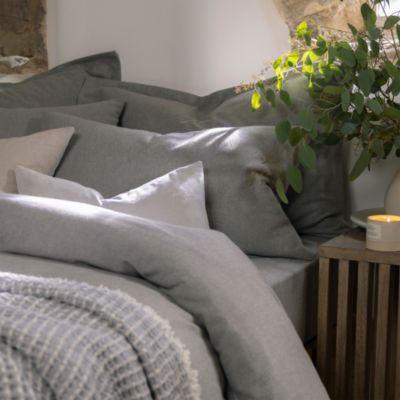 Flannel Marl Solid Duvet Cover Set, Full/Queen