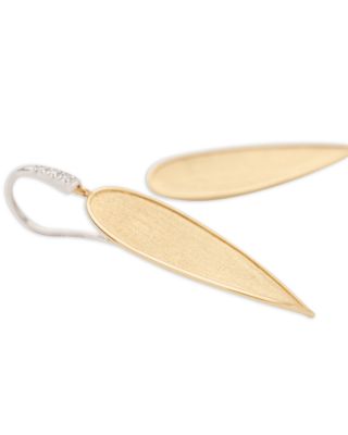 18K White & Yellow Gold Lunaria Twist Diamond Petal Drop Earrings, .04 tcw