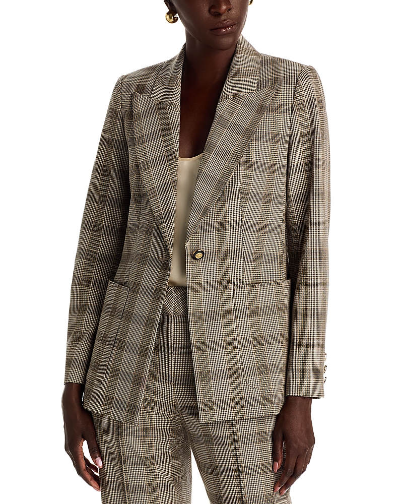 Elie Tahari The Elodie Check Print Blazer In Brown