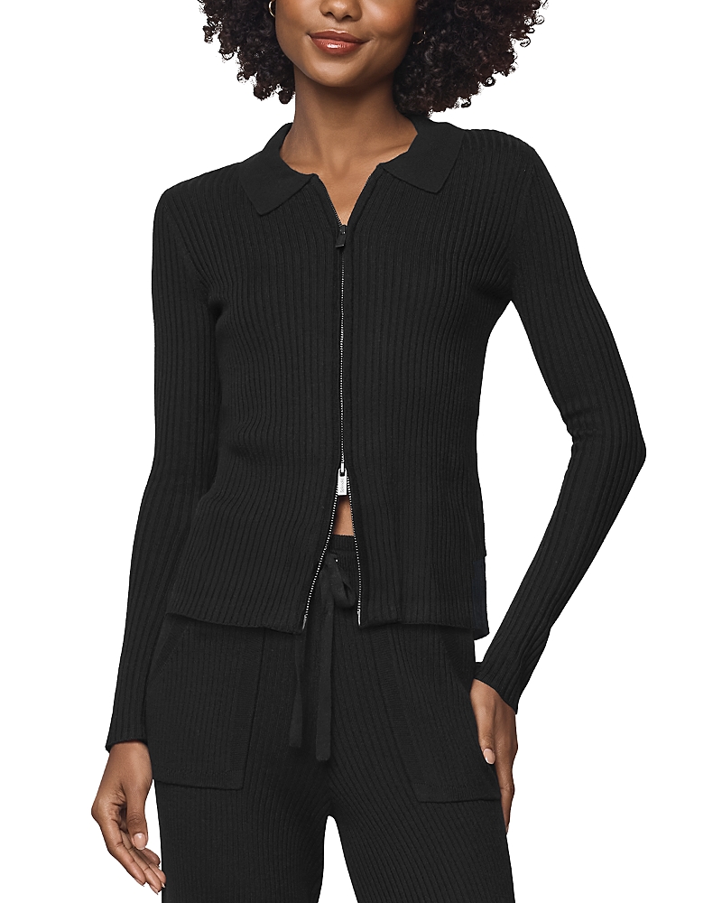 Splendid Georgie Two-way Zip Sweater In Black