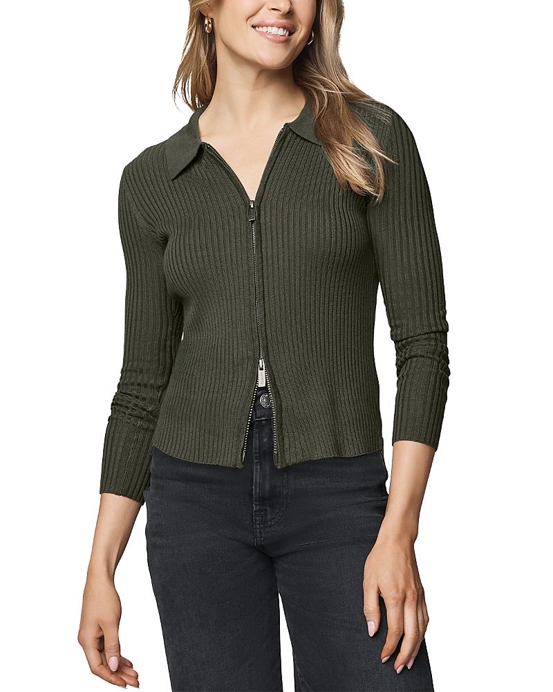 Splendid Georgie Two Zipper Sweater In Green