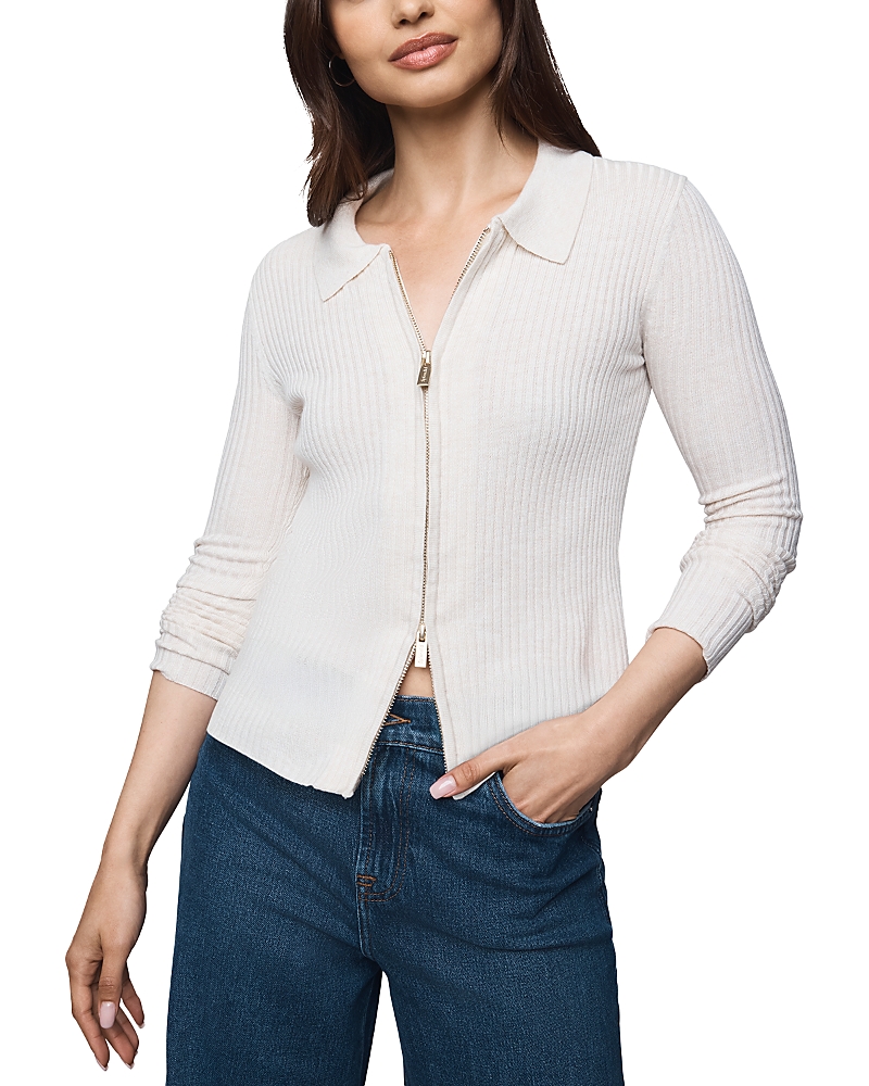 Splendid Georgie Two-way Zip Sweater In White