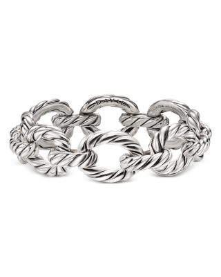 Sculpted Cable Oval Link Bracelet in Sterling Silver, 18mm