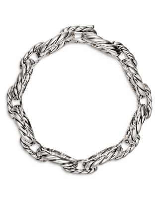 Sculpted Cable Oval Link Bracelet in Sterling Silver, 18mm