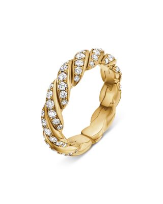 Sculpted Cable Flex Band Ring in 18K Yellow Gold with Diamonds, 5mm