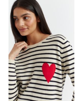 Women's Wool Cashmere Breton Heart Sweater