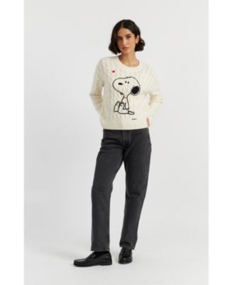 Women's Wool Cashmere Snoopy Cable Sweater