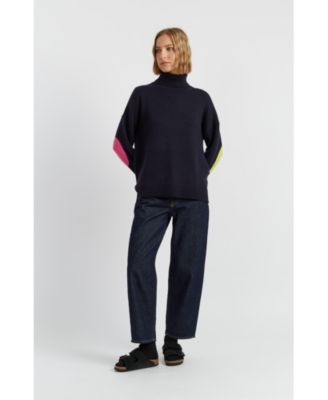 Women's Wool Cashmere Elbow Patch Rollneck Sweater