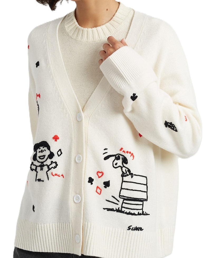 Chinti & Parker Wool Cashmere Peanuts Poker Cardigan In Neutral