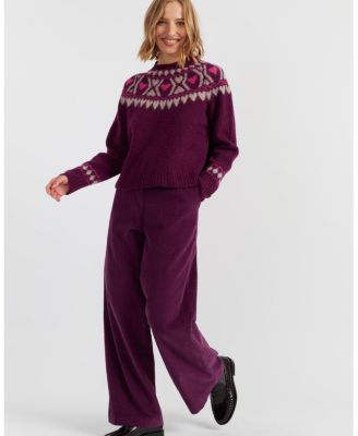 Women's Wool Blend Heart Fair Isle Sweater