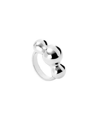 Sterling Silver Plated Metal Alloy Ring with Central Three Balls
