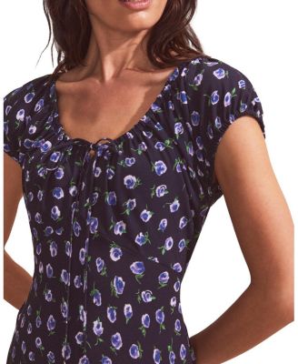 Gathered Neckline Midi Dress