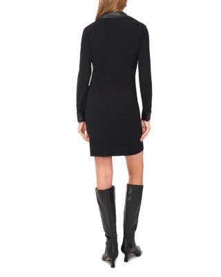 Faux Leather Trim Mini Dress