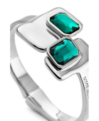 Rigid Sterling Bracelet with Green Crystals