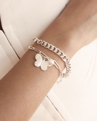 Butterfly Charm & Chain Bracelet, Set of 2
