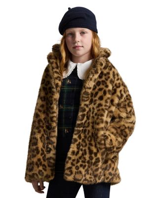 Girls' Leopard Print Teddy Fleece Jacket - Big Kid