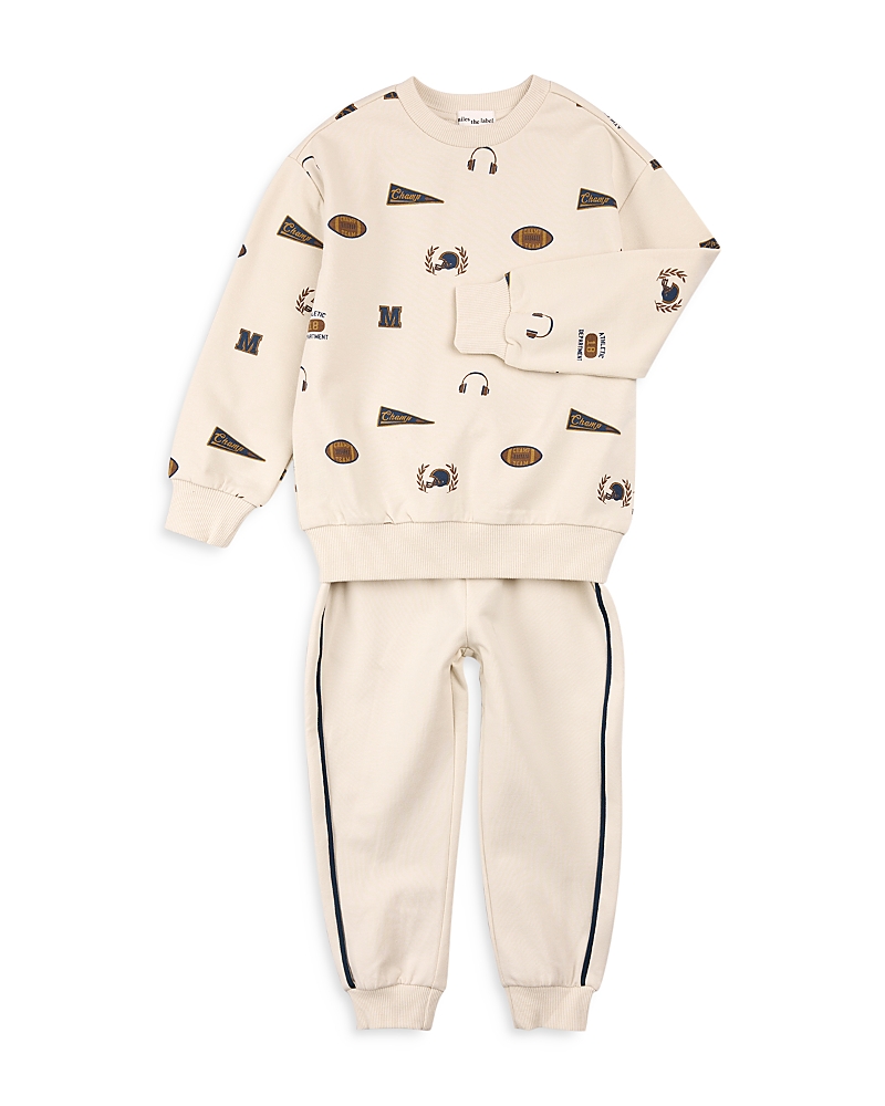 Miles The Label Boys' Football Sweatshirt & Sweatpants Set - Little Kid In Neutral