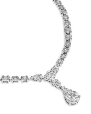Illusion Set Diamond Drop Necklace  in 18K White Gold, 8.59 tcw - Exclusive