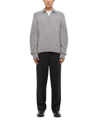 Relaxed Fit Block Knit Wool Polo Sweater  