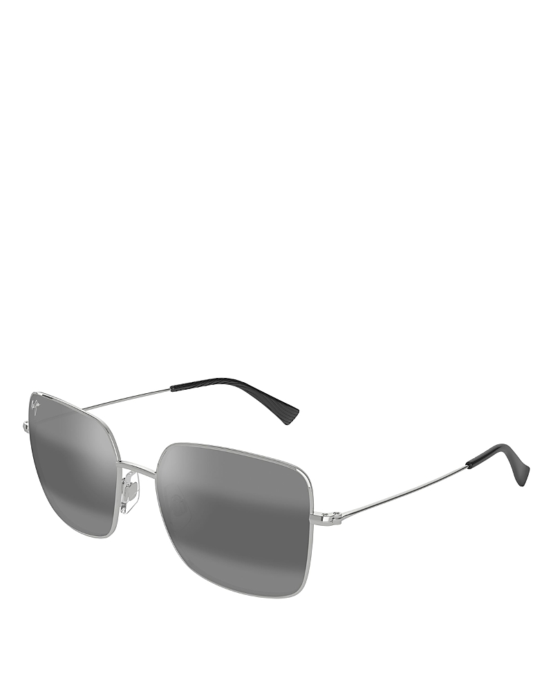 Maui Jim Lipine Square Sunglasses, 55mm In Silver