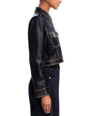 Winsome Leather Crop Studded Jacket