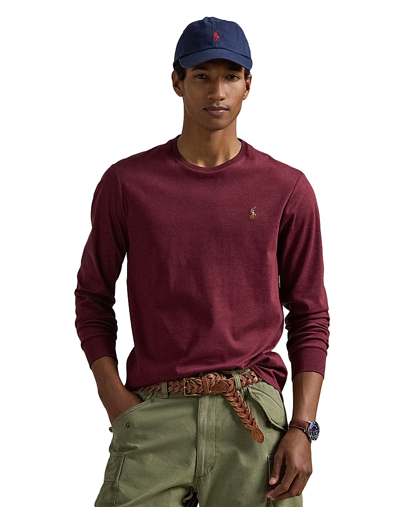 Polo Ralph Lauren Slim Fit Long Sleeve Tee In Burgundy
