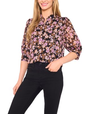 Printed Ruched Sleeve Top