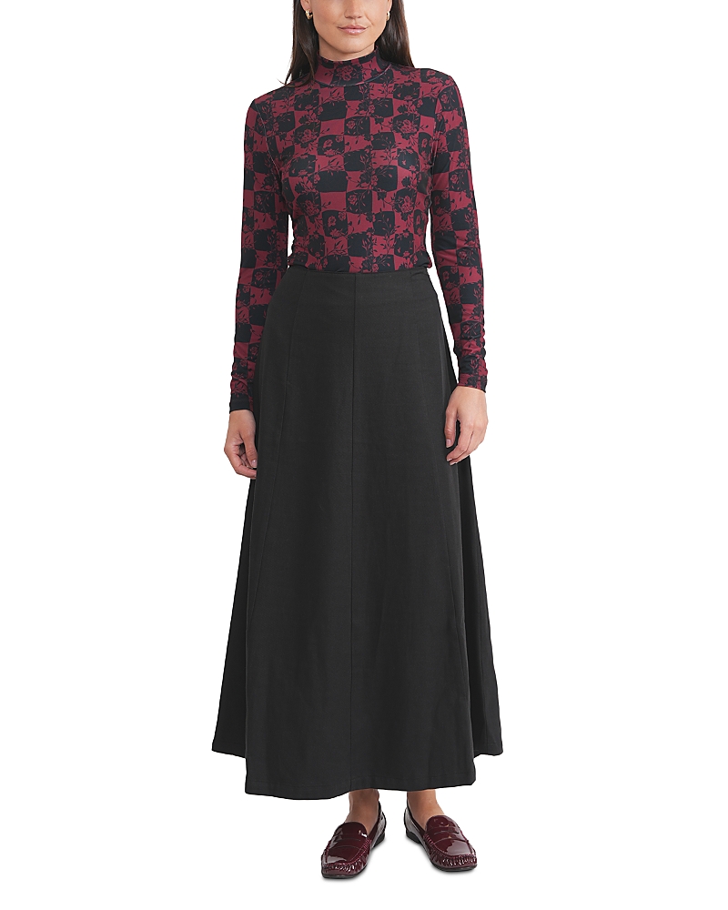 Point Twill Panel Skirt In Black