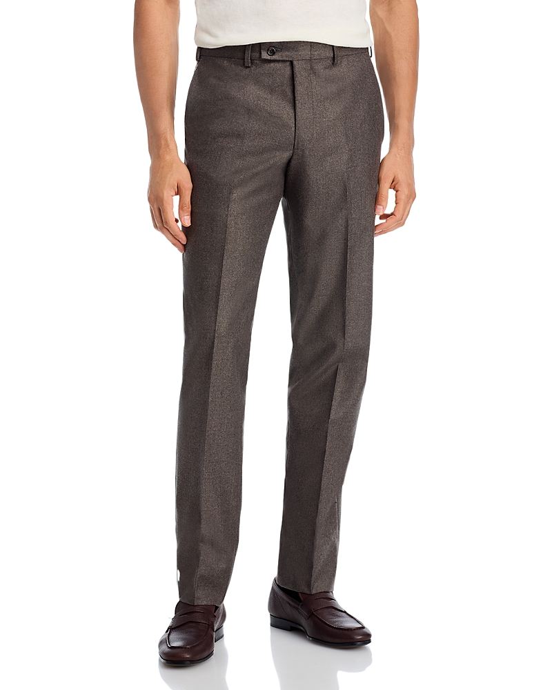 The Men's Store At Bloomingdale's Flannel Flat Front Trousers In Brown