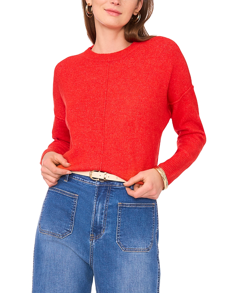 Vince Camuto Exposed Seam Crewneck Sweater In Red