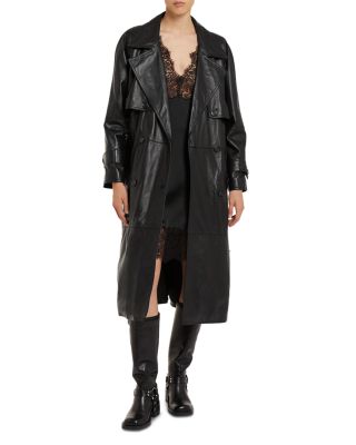 Firstclass Black Leather Trench Coat