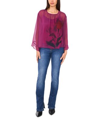 Crewneck Flutter Sleeve Top