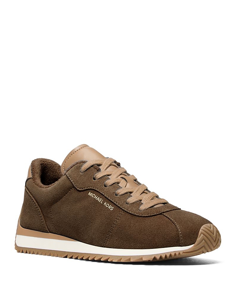 Michael Kors Rhodes Two-tone Suede Trainer In Brown