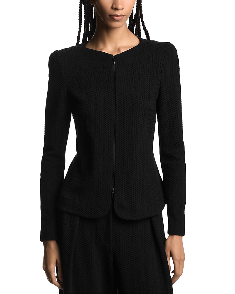 Emporio Armani Milano Stitch Shoulder Pads Jacket In Black