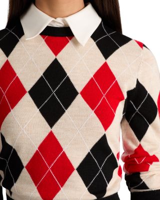 Carolann Collared Cropped Argyle Sweater