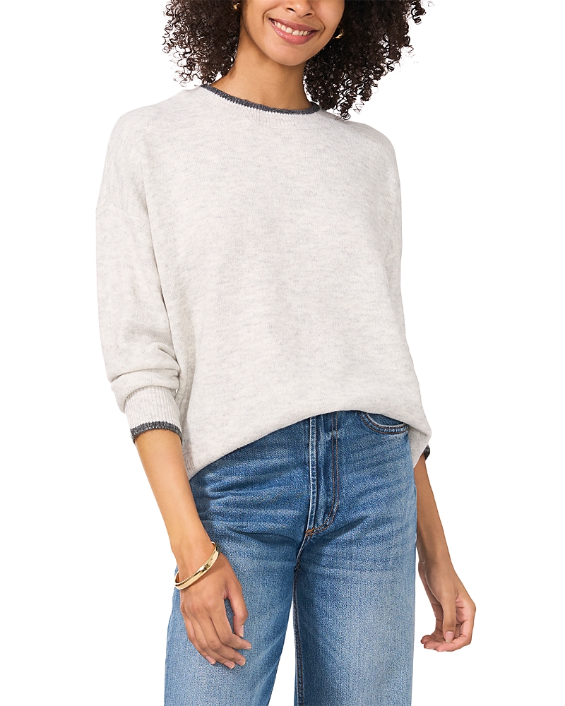 Vince Camuto Contrast Trim Crewneck Sweater