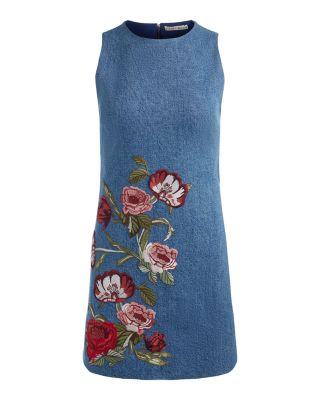 Cade Floral Embroidered Sleeveless Shift Dress