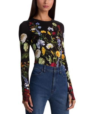 Olea Long Sleeve Crewneck Floral Bodysuit
