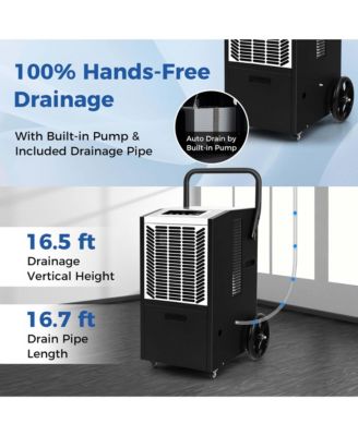  163 Pints Commercial Dehumidifier with Pump & Drain Hose Heavy Duty Dehumidifier