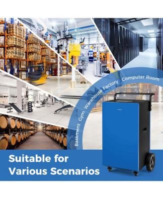  215 Pints Commercial Dehumidifier with Drain Hose 24H Timer Portable Handle