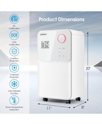  32 Pints 2000 Sq. Ft Dehumidifier for Home & Basements w/3-Color Digital Display