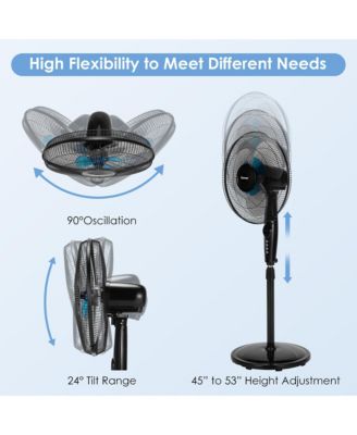 16" Adjustable Oscillating Pedestal Fan Dual Blades with Remote Control