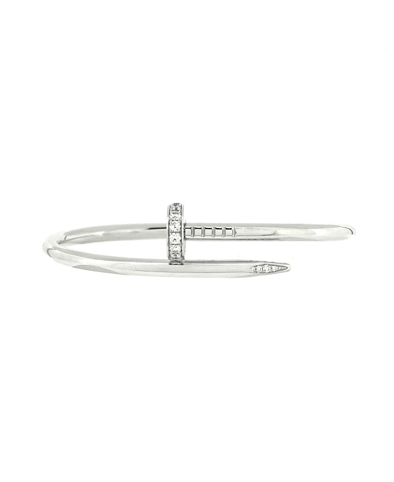 Pre-owned Pre-owned Cartier Cartier Classic Juste Un Clou Bracelet 18k White Gold With Diamonds